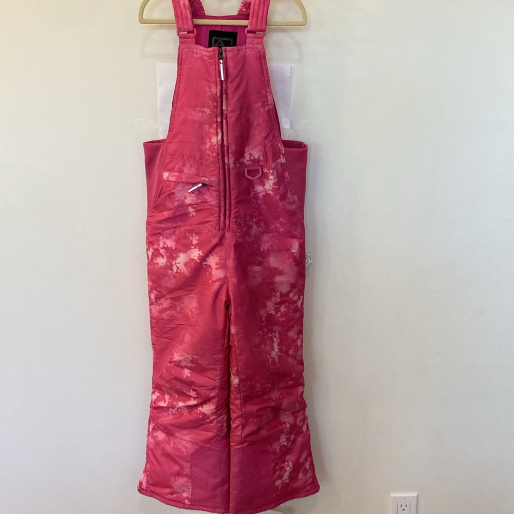 Girls Pink Ski Snowsuit/Snow Bib, size 7/8